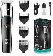 Машинка для стрижки з дисплеєм та 4 насадками VGR V-291 Акумуляторна, фото 8