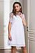 Вільне зручне літнє шифонове двошарове плаття, біле, фото 2