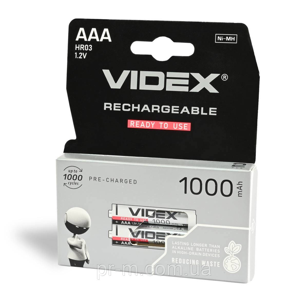 Батарейки акумуляторні VIDEX AАA HR3 1000mAh (ціна за 2шт/бл)