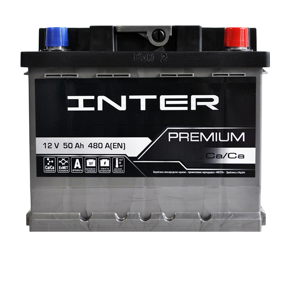 Автомобільний акумулятор INTER Premium 50Ah 480A R+ (L1B)