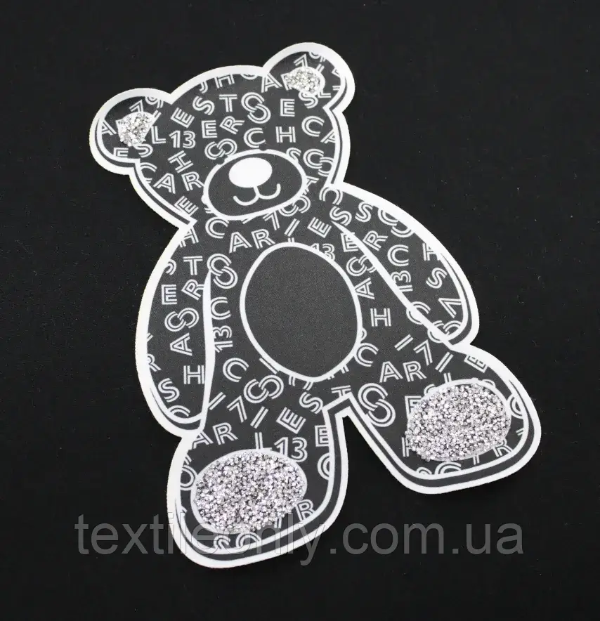 Нашивка з декором Ведмедик у стразах 230 мм