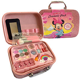 Набір косметики дитячий рожевий помада тіні набір для манікюру пензлі блискітки у валізі 20*8*14см (3608A)