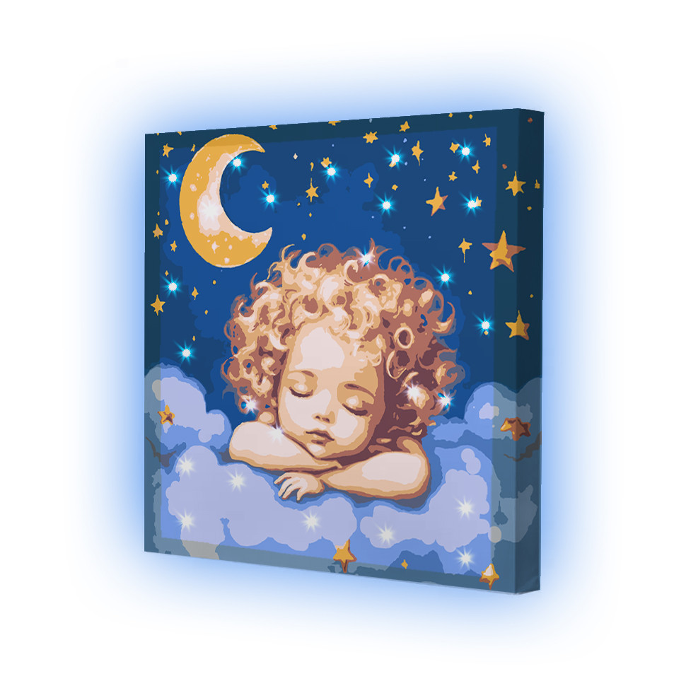 Картина по номерах зі світлодіодною підсвіткою для дітей Riviera Blanca Мрійка 25x25 см (ГР1-025), фото 1