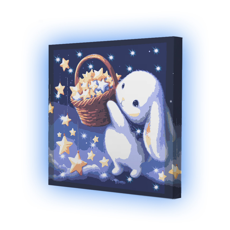 Картина по номерах зі світлодіодною підсвіткою для дітей Riviera Blanca Кошик зірочок 25x25 см (ГР1-029), фото 1