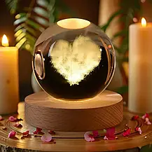 Нічник у 3D-формі "Серце", Кришталева куля "Серце" з Led-підсвіткою, фото 5