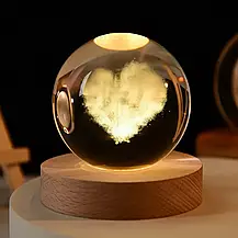 Нічник у 3D-формі "Серце", Кришталева куля "Серце" з Led-підсвіткою, фото 6
