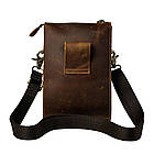 Чоловіча шкіряна сумка через плече компактний месенджер із натуральної шкіри коричнева 20*14,5*5 см, фото 2