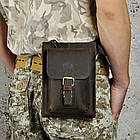 Чоловіча шкіряна сумка через плече компактний месенджер із натуральної шкіри коричнева 20*14,5*5 см, фото 3