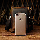 Чоловіча шкіряна сумка через плече компактний месенджер із натуральної шкіри коричнева 20*14,5*5 см, фото 4