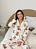 Жіноча піжама з м’якої фланелі COSY принт Ведмедики Тедді молочна S, фото 4
