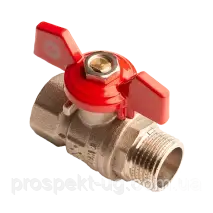Кран Ду20 (3/4") ру25 кульовий латунний нікель метелик різьбовий В-З DK Kraft