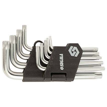 Ключі TORX 9шт T10-T50 мм CrV (короткі з отвором) SIGMA (4022211), фото 1