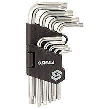 Ключі TORX 9шт T10-T50 мм CrV (короткі з отвором) SIGMA (4022211), фото 2