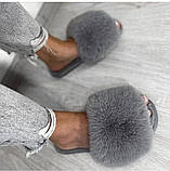 Жіночі домашні капці Пухнастики з еко-хутра Чорний, фото 3