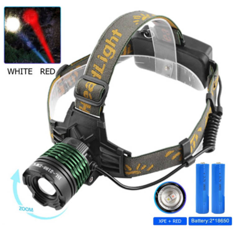 Ліхтар налобний Police 2188-2XPE (white+red), ЗУ microUSB, Zoom