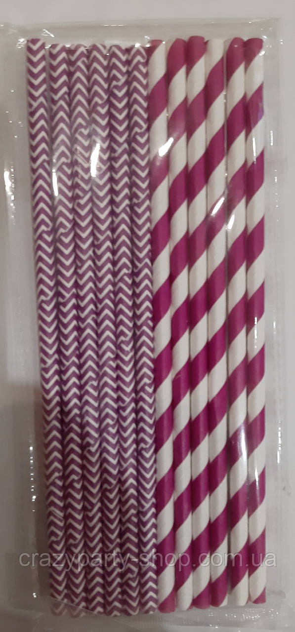 Трубочки для напоїв картоні бузкові 12 штук, фото 1