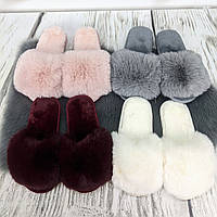 Жіночі домашні капці Пухнастики з еко-хутра Кавовий 40