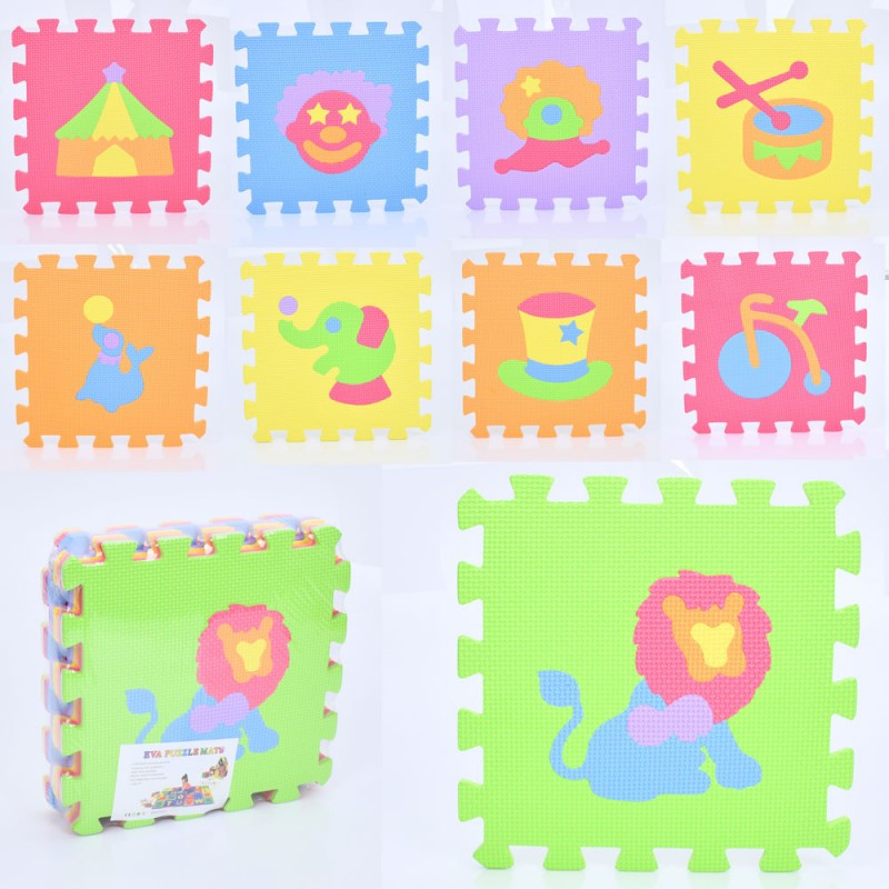 Килимок Мозаїка MR 1276 EVA, цирк, 9 деталей, (9 мм, 30-30 см), пазли, фото 1