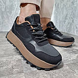 Комбіновані кросівки з натуральної шкіри на платформі, фото 3