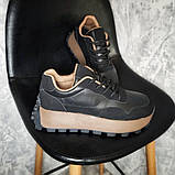 Комбіновані кросівки з натуральної шкіри на платформі, фото 8