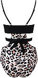 Жіночий суцільний чорний купальник з леопардовим низом ліф з вкладишами, фото 4