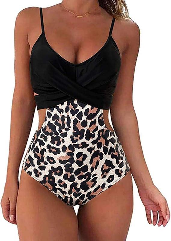 Жіночий суцільний чорний купальник з леопардовим низом ліф з вкладишами, фото 1