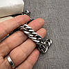 Чоловічий срібний браслет металевий, чоловічий ланцюг цепочка на руку сталевий 12 мм, фото 9