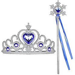 Набір аксесуарів - корона з паличкою для дівчинки, синій