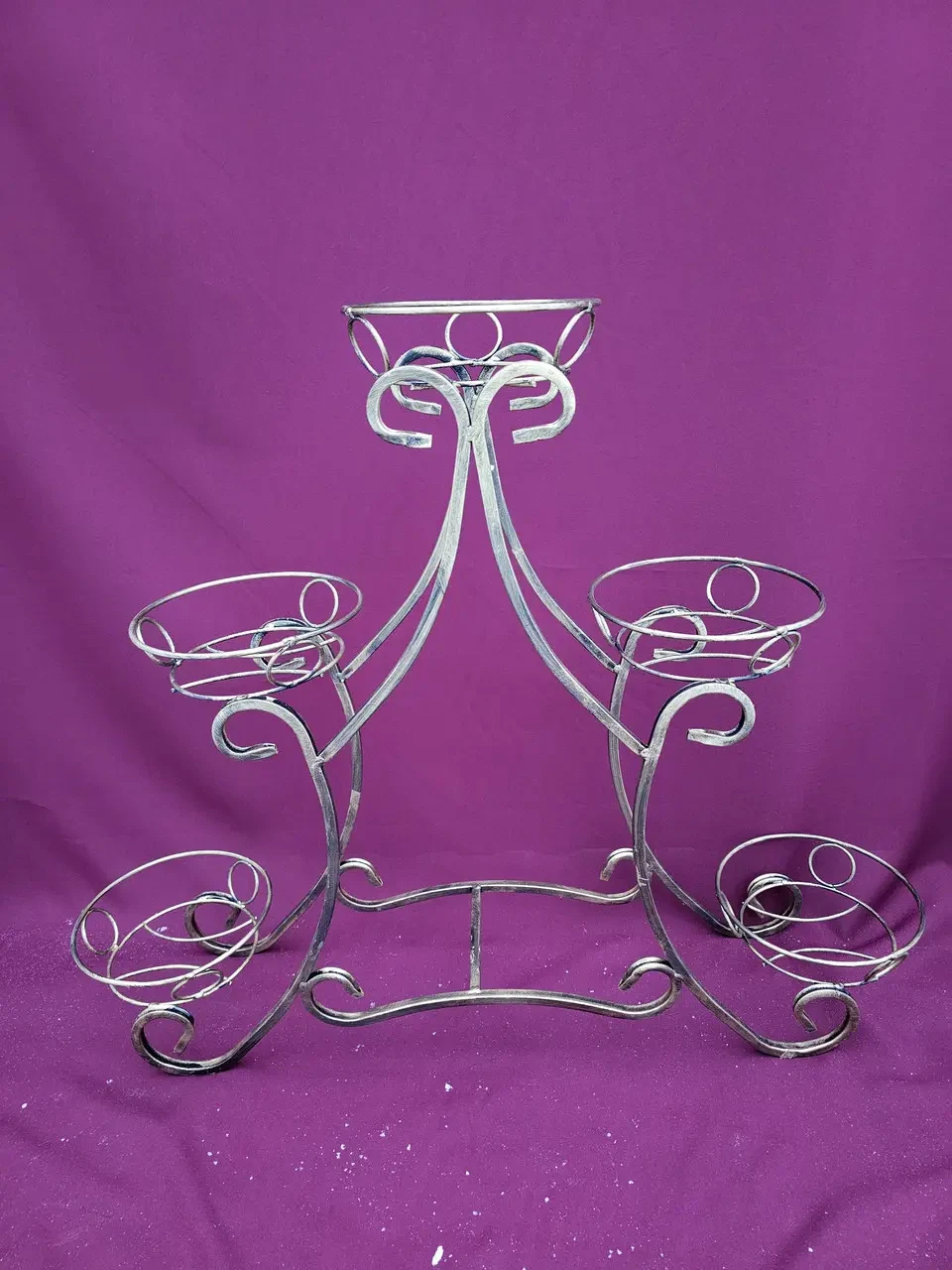 Фігурна підставка для квітів на 5 вазонів Сани у стилі вінтаж, дно вазону d-20 см, Хатинка, фото 1