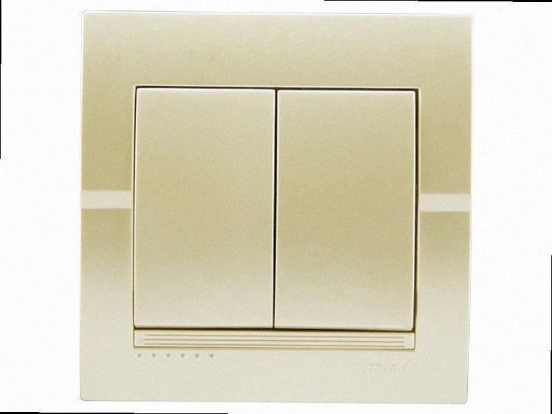 Подвійний Вимикач перлово-білий перламутр 702-3030-101 LEZARD, фото 1