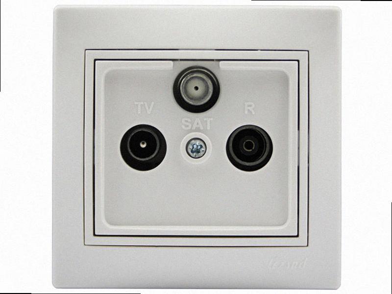 Тв-радіо-супутник Розетка прохідна Mira білий 701-0202-134 LEZARD, фото 1