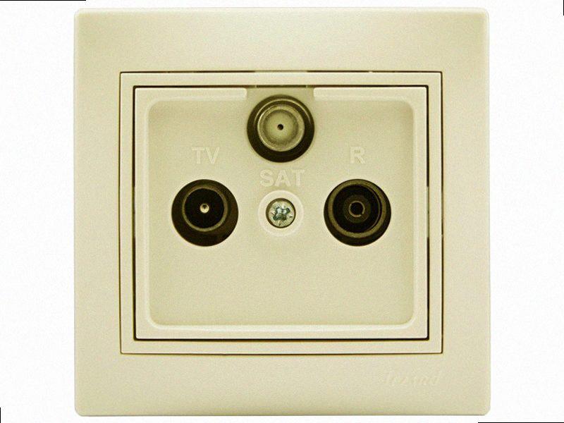 Тв-радіо-супутник Розетка прохідна Mira крем 701-0303-134 LEZARD, фото 1