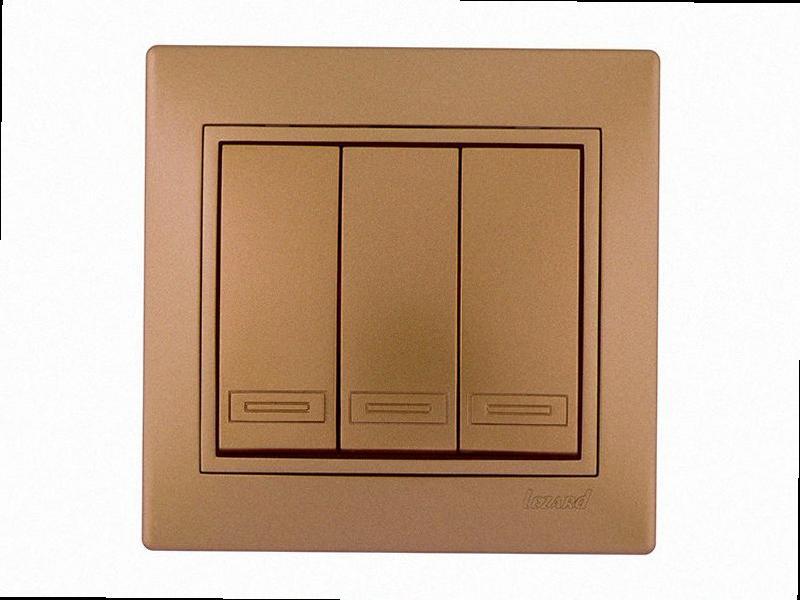 Потрійний Вимикач Mira світло-коричневий перламутр 701-3131-109 LEZARD, фото 1
