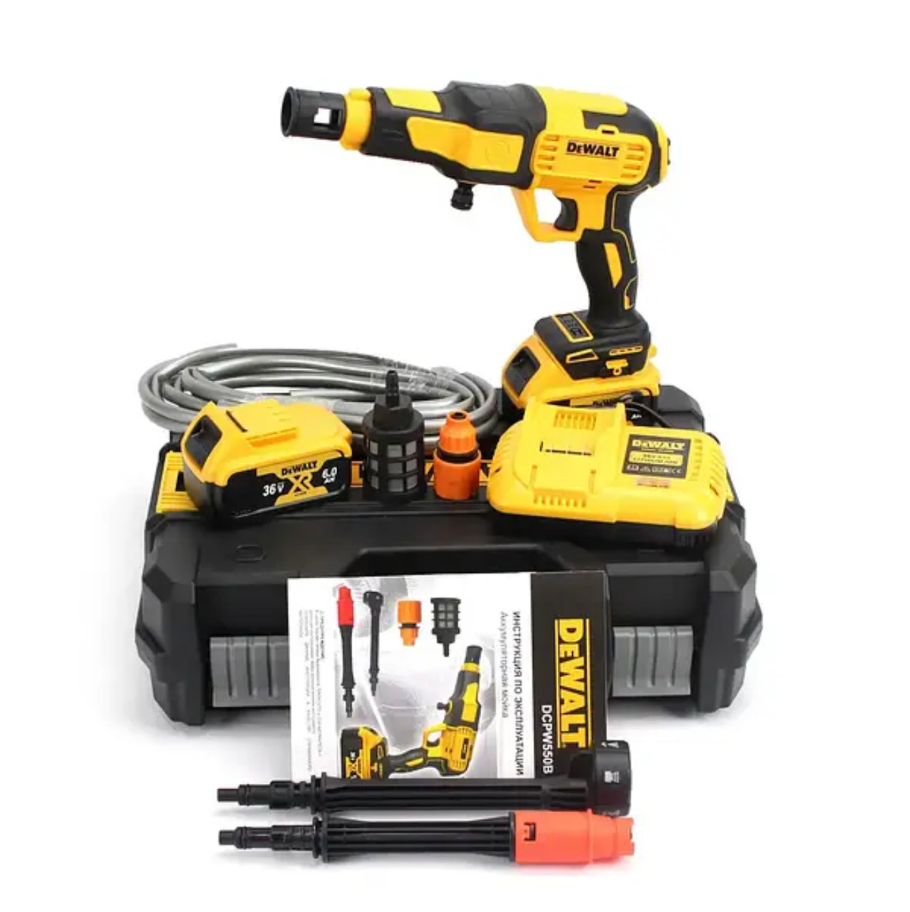 Акумуляторна мийка високого тиску DeWalt DCPW550B 36V 6Ah, бездротова ручна автомобільна мийка в кейсі
