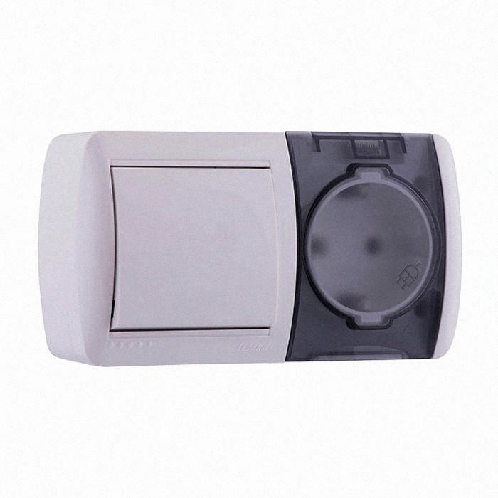 Вимикач і розетка з/з, з кришкою, білий, Горизонталь (10 шт./120 шт.) 710-0200-170, фото 1