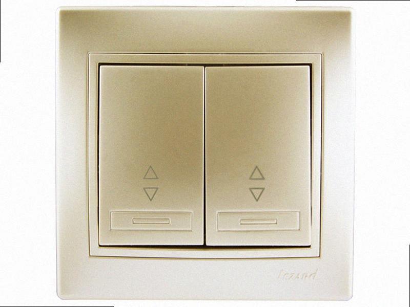 Прохідний Вимикач подвійний Mira перлово-білий перламутр 701-3030-106 LEZARD, фото 1