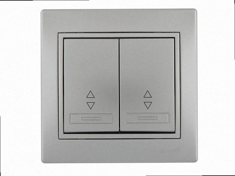 Прохідний Вимикач подвійний Mira металік сірий 701-1010-106 LEZARD, фото 1