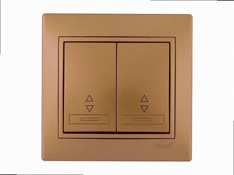Прохідний Вимикач подвійний Mira світло-коричневий перламутр 701-3131-106 LEZARD, фото 1