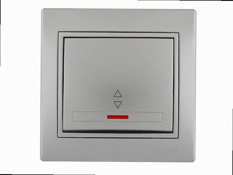 Прохідний Вимикач з підсвічуванням Mira металік сірий 701-1010-114 LEZARD, фото 1