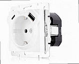 Розетка одинарна з/с з USB+TC біла RAIN 703-0288-181TC LEZARD, фото 2
