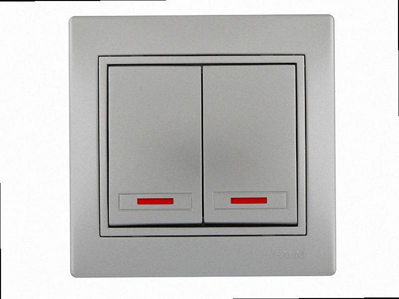 Подвійний Вимикач з підсвічуванням Mira металік сірий 701-1010-112 LEZARD, фото 1