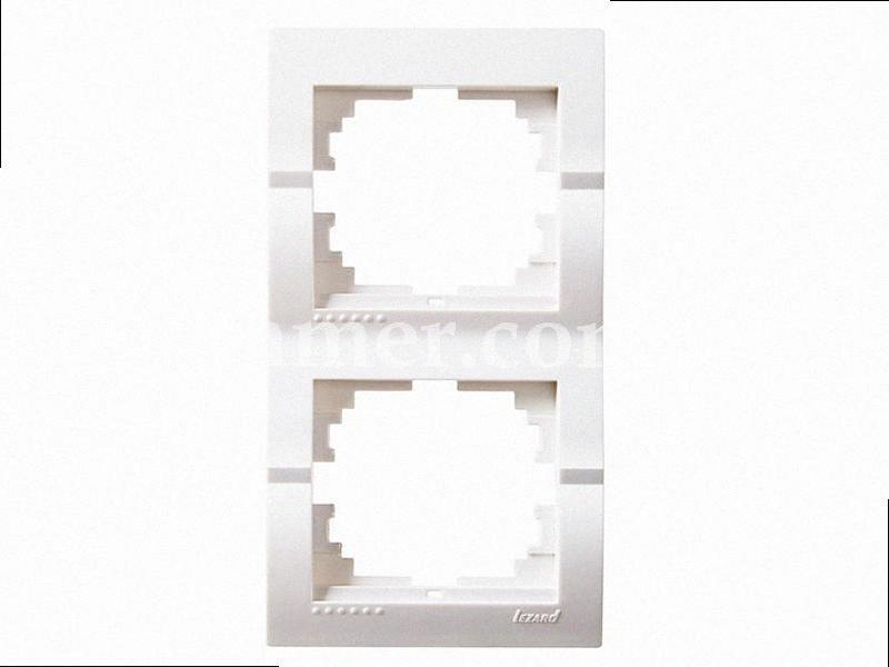 Рамка для вимикачів/розеток вертикальна 2-а Deriy білий 702-0202-152 LEZARD, фото 1