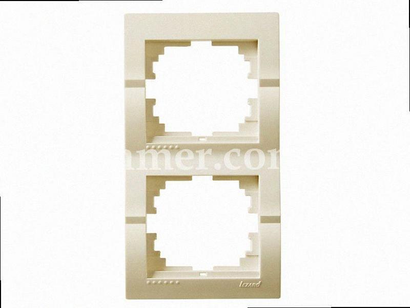 Рамка для вимикачів/розеток вертикальна 2-а Deriy крем 702-0303-152 LEZARD, фото 1