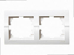 Рамка для вимикачів/розеток горизонтальна 2-а Deriy білий 702-0202-147 LEZARD