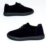Мінімалістичні чорні кеди,натуральна замша, фото 5
