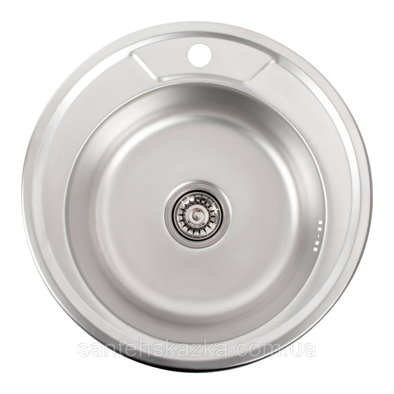 Кухонна мийка з нержавіючої сталі Platinum ДЕКОР 490 (0,6/170 мм), фото 1