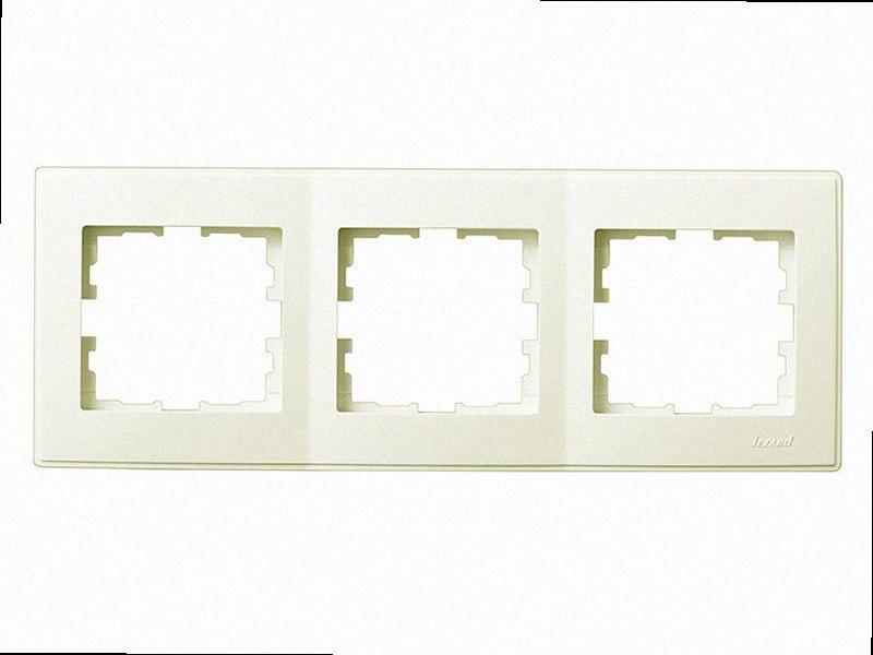 Рамка для вимикачів/розеток горизонтальна 3-а Lesya крем 705-0303-148 LEZARD, фото 1
