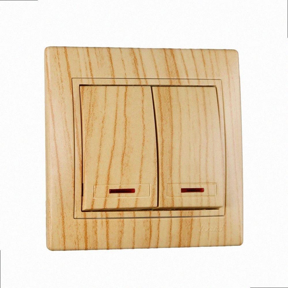 Подвійний Вимикач з підсвічуванням Mira дуб вибілений матовий 701-5252-112 LEZARD, фото 1