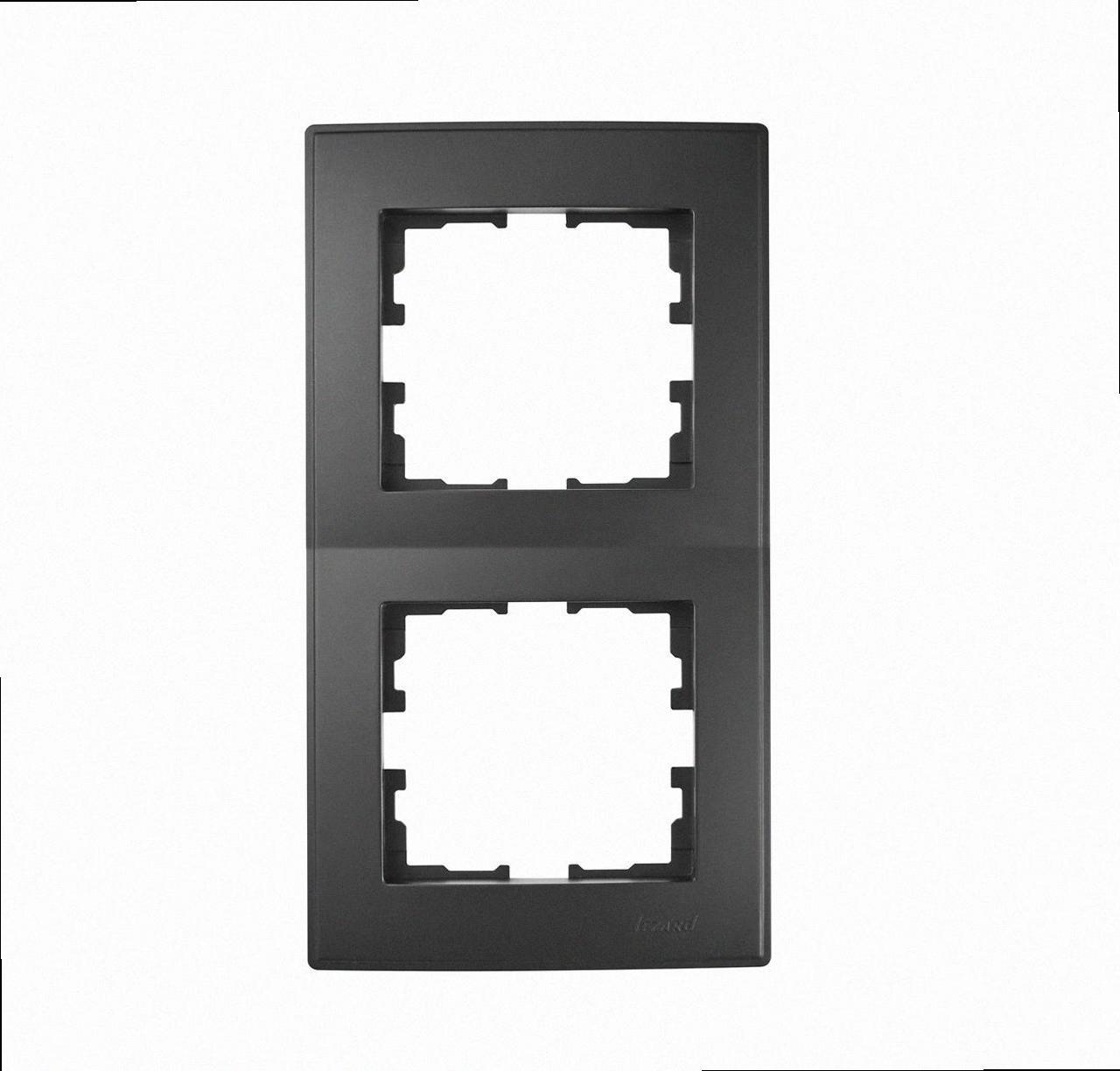 Рамка вертикальна 2-а б/в Lesya антрацит 705-4242-152 LEZARD, фото 1