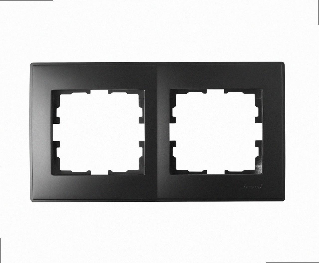Рамка горизонтальна 2-а б/в Lesya антрацит 705-4242-147 LEZARD, фото 1